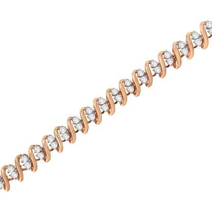 14KT Rose Gold Plated Sterling Silver Diamond S Link Tennis Bracelet (2 cttw, J-K Color, I1-I2 Clarity) - Size 7.5" Bids.com
