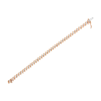 14KT Rose Gold Plated Sterling Silver Diamond S Link Tennis Bracelet (2 cttw, J-K Color, I1-I2 Clarity) - Size 7.5" Bids.com
