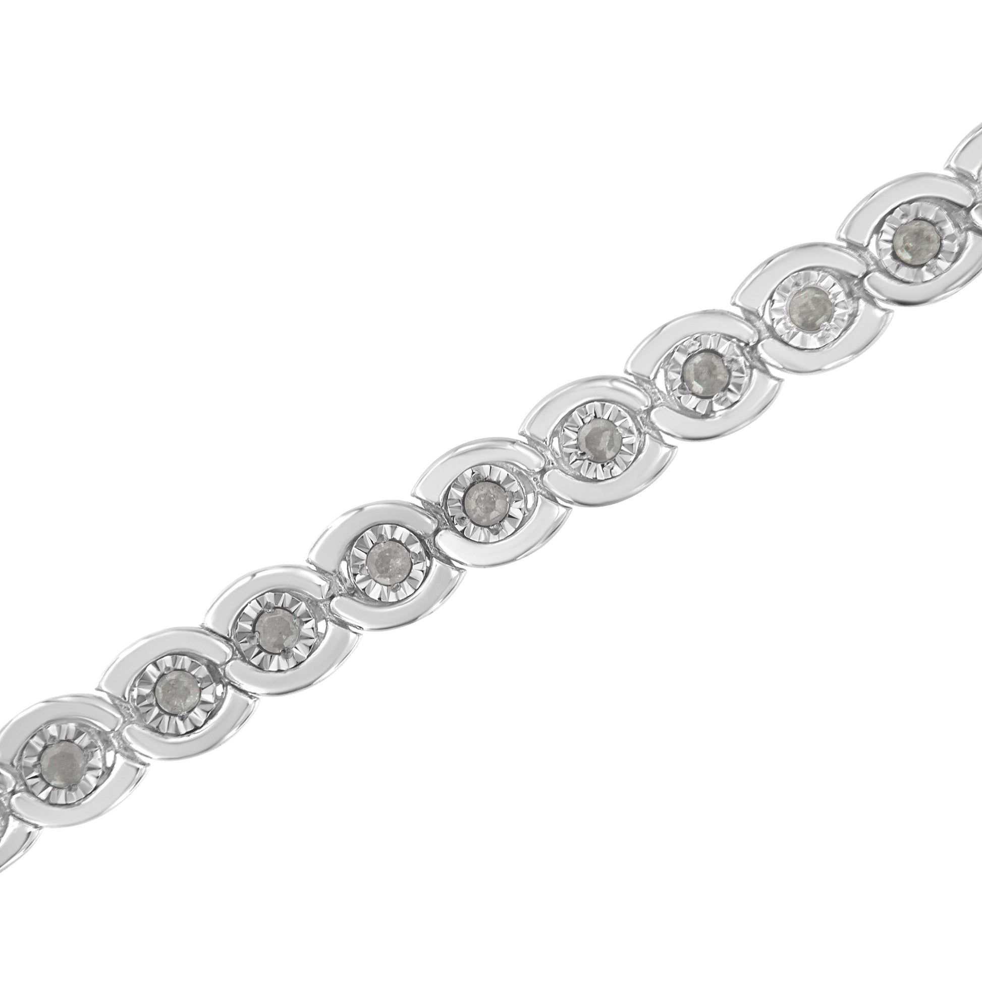 .925 Sterling Silver 1.0 cttw Miracle Set Diamond Spiraling Bezel Link Bracelet(I-J Color, I3 Clarity) -7.25" Bids.com