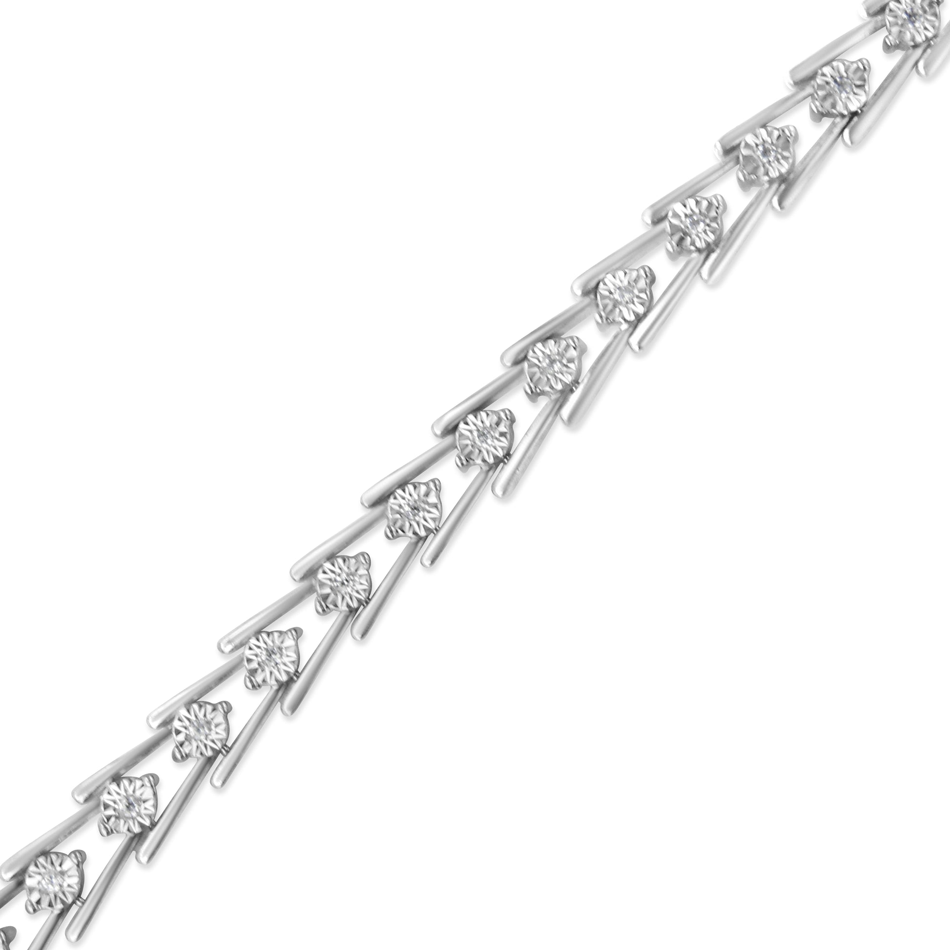 .925 Sterling Silver Diamond Miracle-Set Double Swoosh Milgrain Style Tennis Bracelet (1/2 cttw, I-J Color, I3 Clarity) - Size 7.75" Bids.com