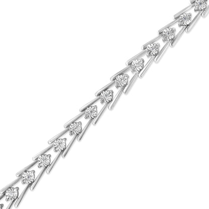 .925 Sterling Silver Diamond Miracle-Set Double Swoosh Milgrain Style Tennis Bracelet (1/2 cttw, I-J Color, I3 Clarity) - Size 7.75" Bids.com