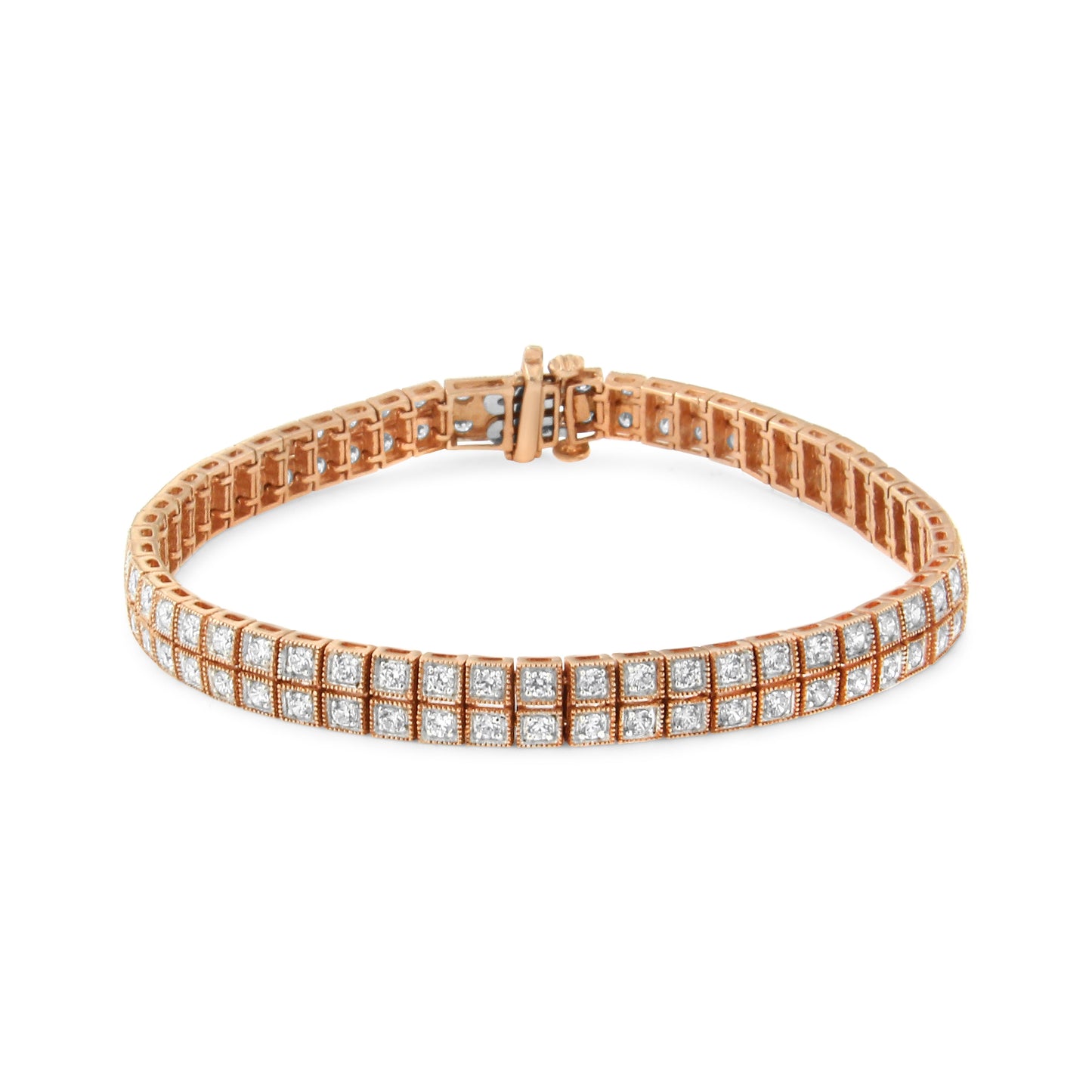 14K Rose Gold 3.0 Cttw Lab Grown Diamond Two Row Milgrain 7" Inch Tennis Bracelet (G-H Color, VS2-SI1 Clarity) Bids.com