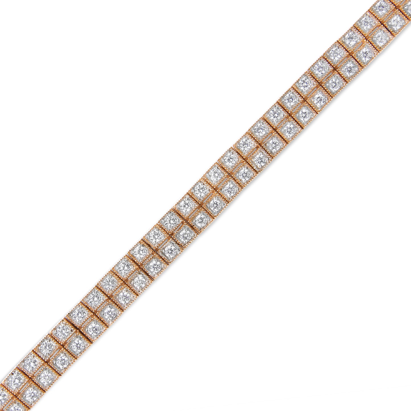 14K Rose Gold 3.0 Cttw Lab Grown Diamond Two Row Milgrain 7" Inch Tennis Bracelet (G-H Color, VS2-SI1 Clarity) Bids.com