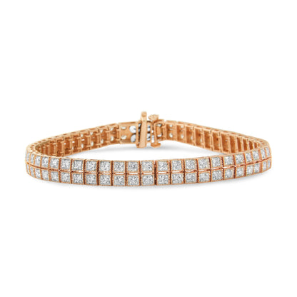 14K Rose Gold 3.0 Cttw Lab Grown Diamond Two Row Milgrain 7" Inch Tennis Bracelet (G-H Color, VS2-SI1 Clarity) Bids.com