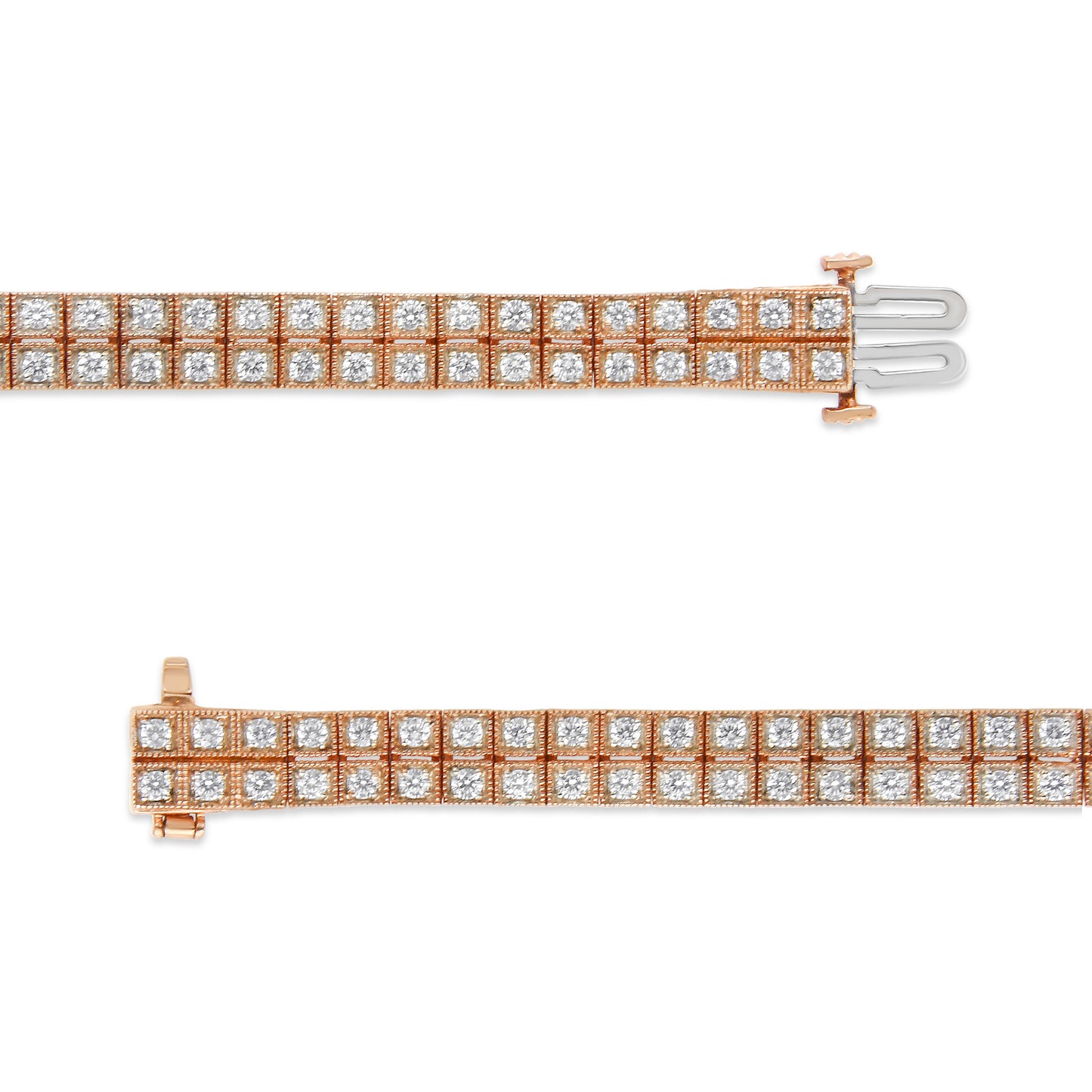 14K Rose Gold 3.0 Cttw Lab Grown Diamond Two Row Milgrain 7" Inch Tennis Bracelet (G-H Color, VS2-SI1 Clarity) Bids.com