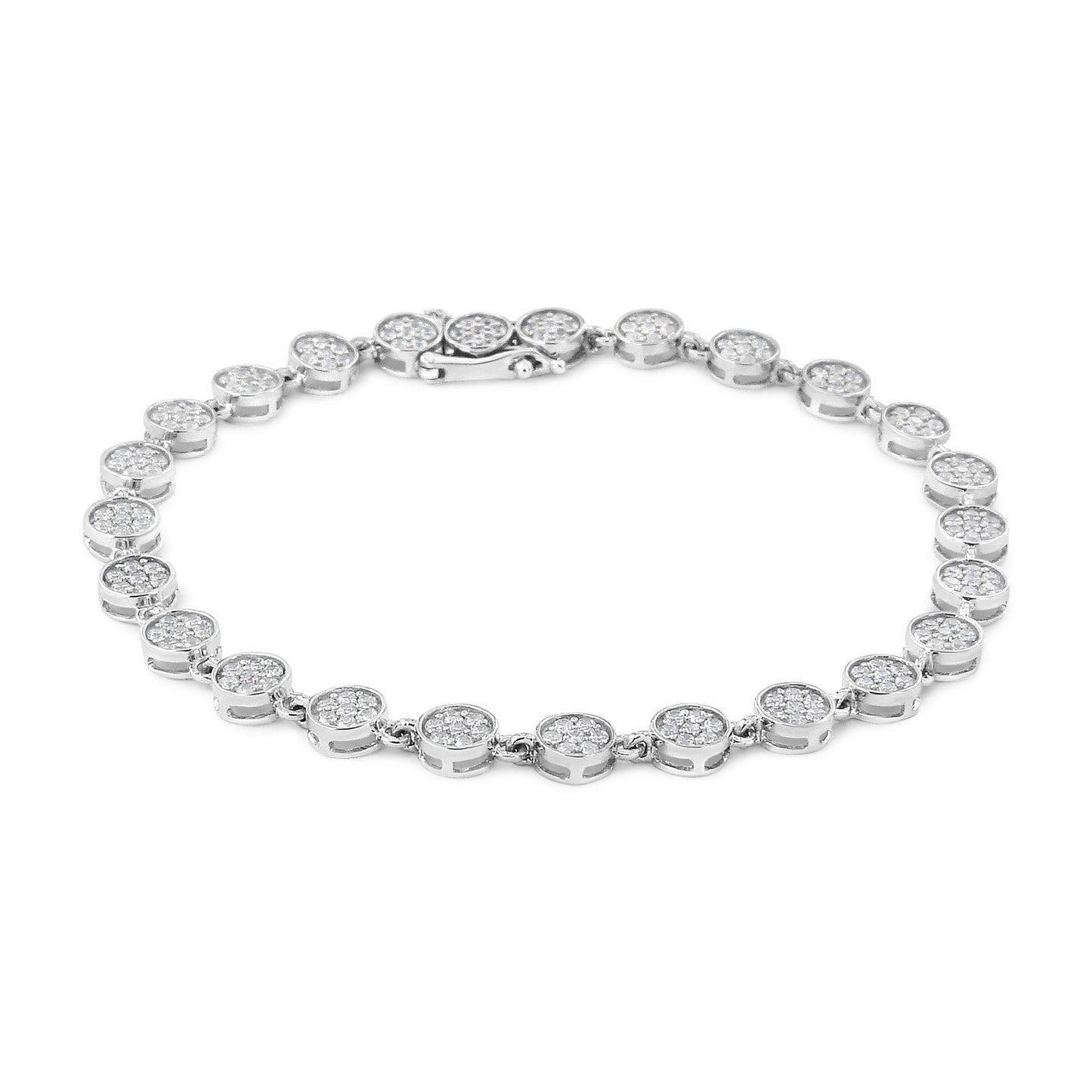 .925 Sterling Silver 2.0 Cttw Round Diamond Link Bracelet (G-H Color, I1-I2 Clarity) - 7.25" Bids.com