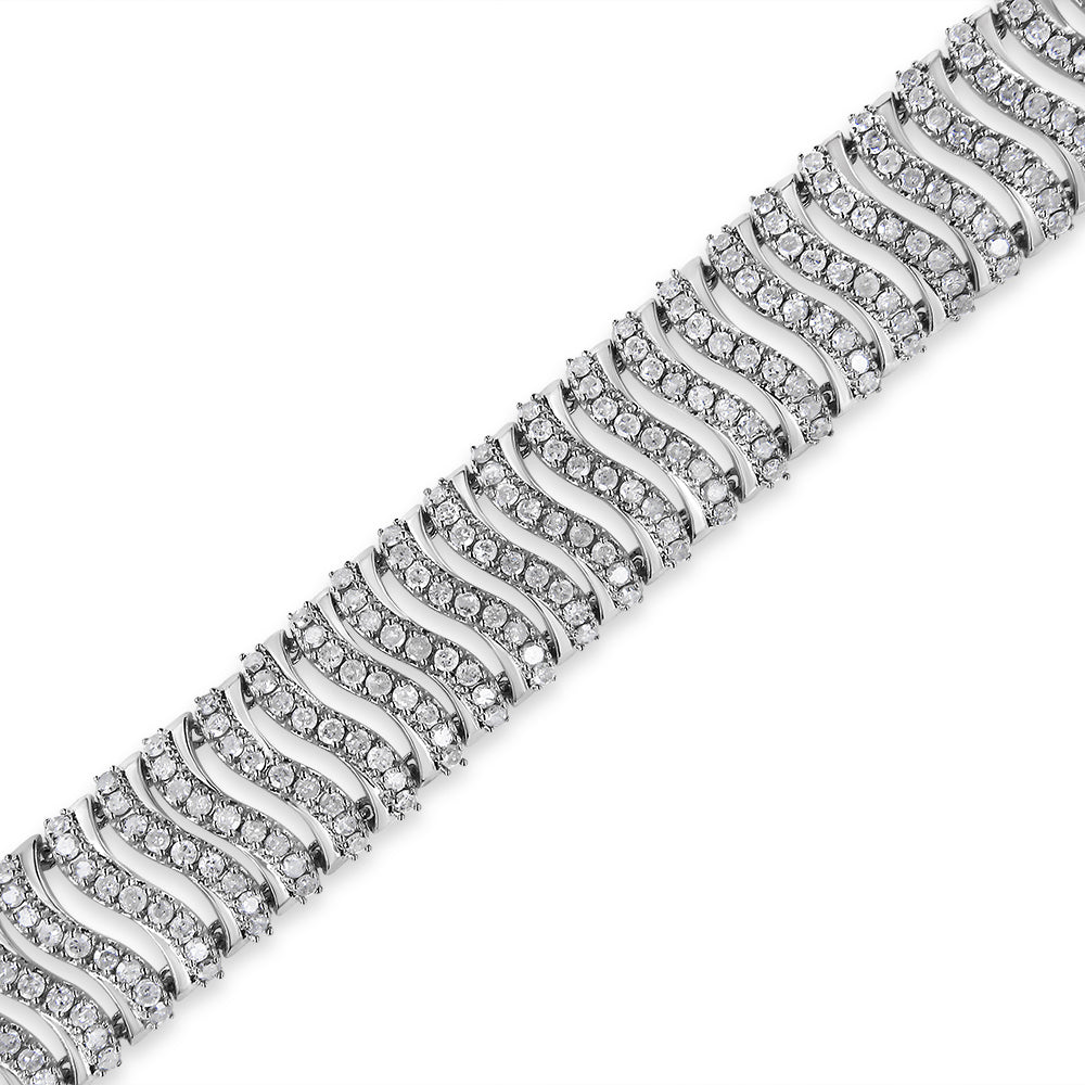 .925 Sterling Silver 5.00 Cttw Round-Cut Diamond "S" Link Bracelet (I-J Color, I3 Clarity) - Size 7.25 Bids.com