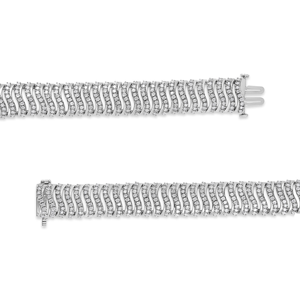.925 Sterling Silver 5.00 Cttw Round-Cut Diamond "S" Link Bracelet (I-J Color, I3 Clarity) - Size 7.25 Bids.com