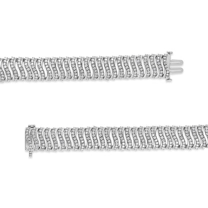 .925 Sterling Silver 5.00 Cttw Round-Cut Diamond "S" Link Bracelet (I-J Color, I3 Clarity) - Size 7.25 Bids.com