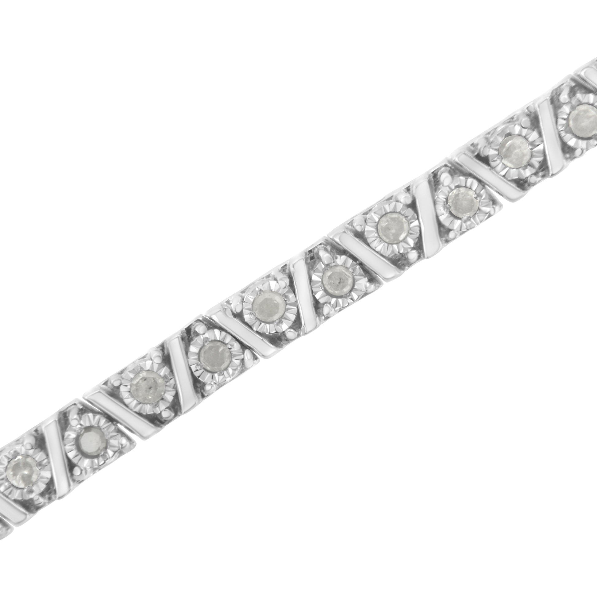 .925 Sterling Silver 1.0 cttw Miracle-Set Diamond Tennis Bracelet (I-J Color, I3 Clarity) - 7.25" Bids.com