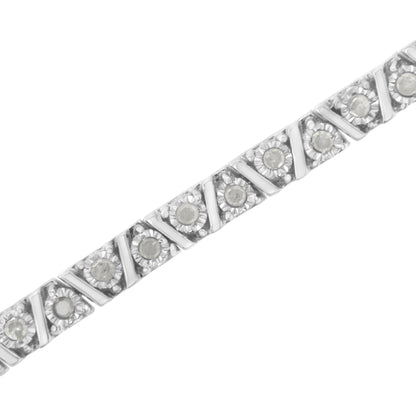 .925 Sterling Silver 1.0 cttw Miracle-Set Diamond Tennis Bracelet (I-J Color, I3 Clarity) - 7.25" Bids.com