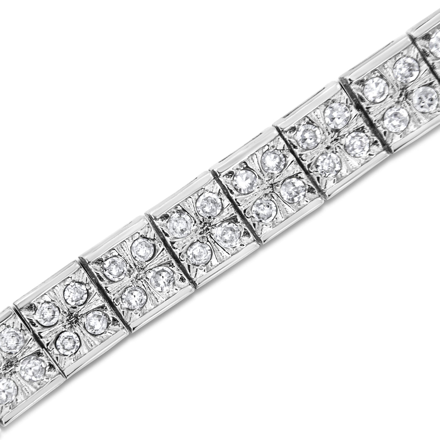 .925 Sterling Silver 2 Cttw Prong Set Round-Cut Diamond 4 Stone Box Link Bracelet (I-J Color, I3 Clarity) - 7.25" Bids.com