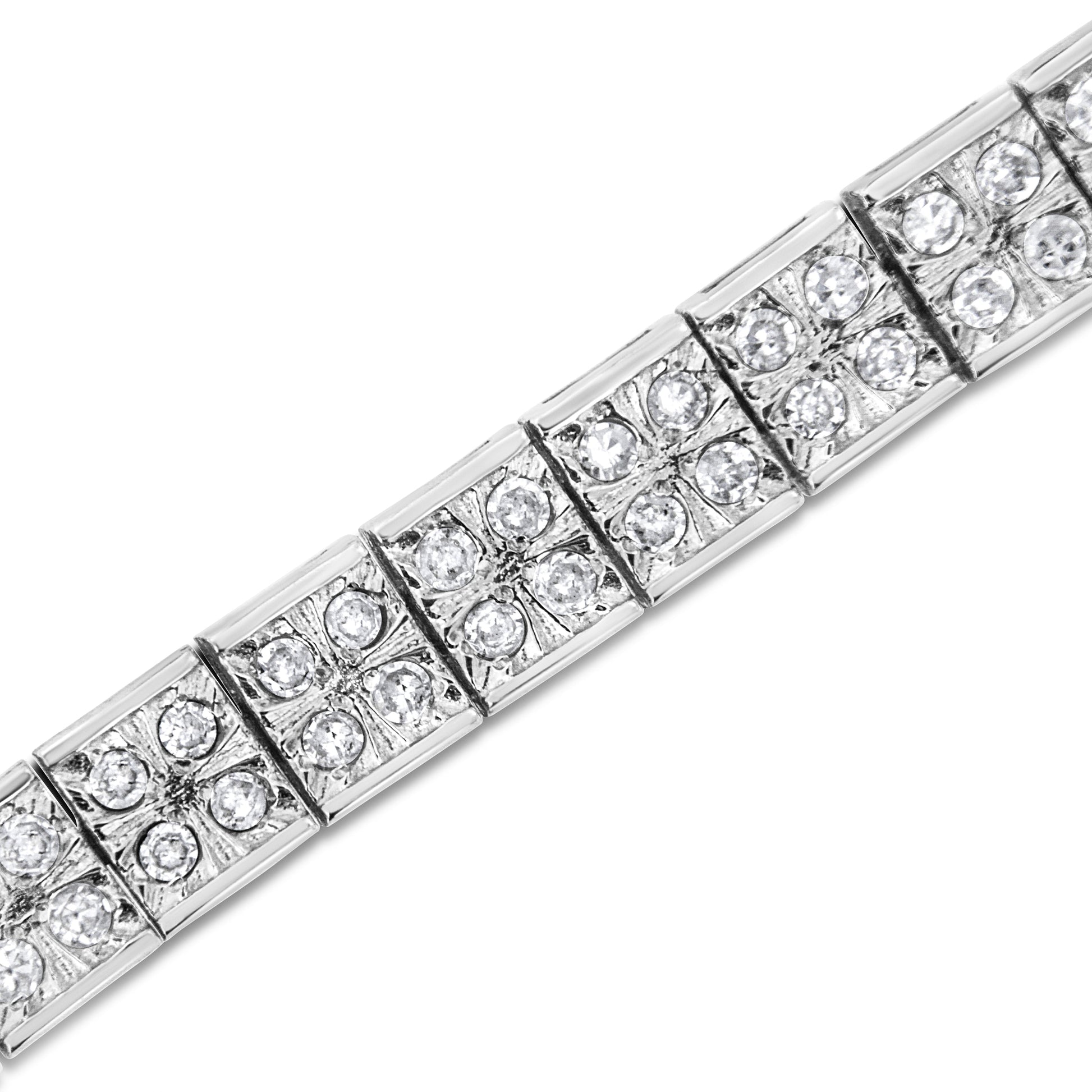 .925 Sterling Silver 2 Cttw Prong Set Round-Cut Diamond 4 Stone Box Link Bracelet (I-J Color, I3 Clarity) - 7.25" Bids.com