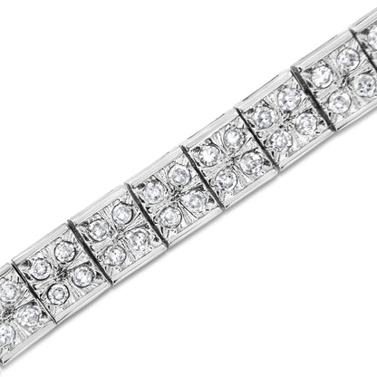 .925 Sterling Silver 2 Cttw Prong Set Round-Cut Diamond 4 Stone Box Link Bracelet (I-J Color, I3 Clarity) - 7.25" Bids.com