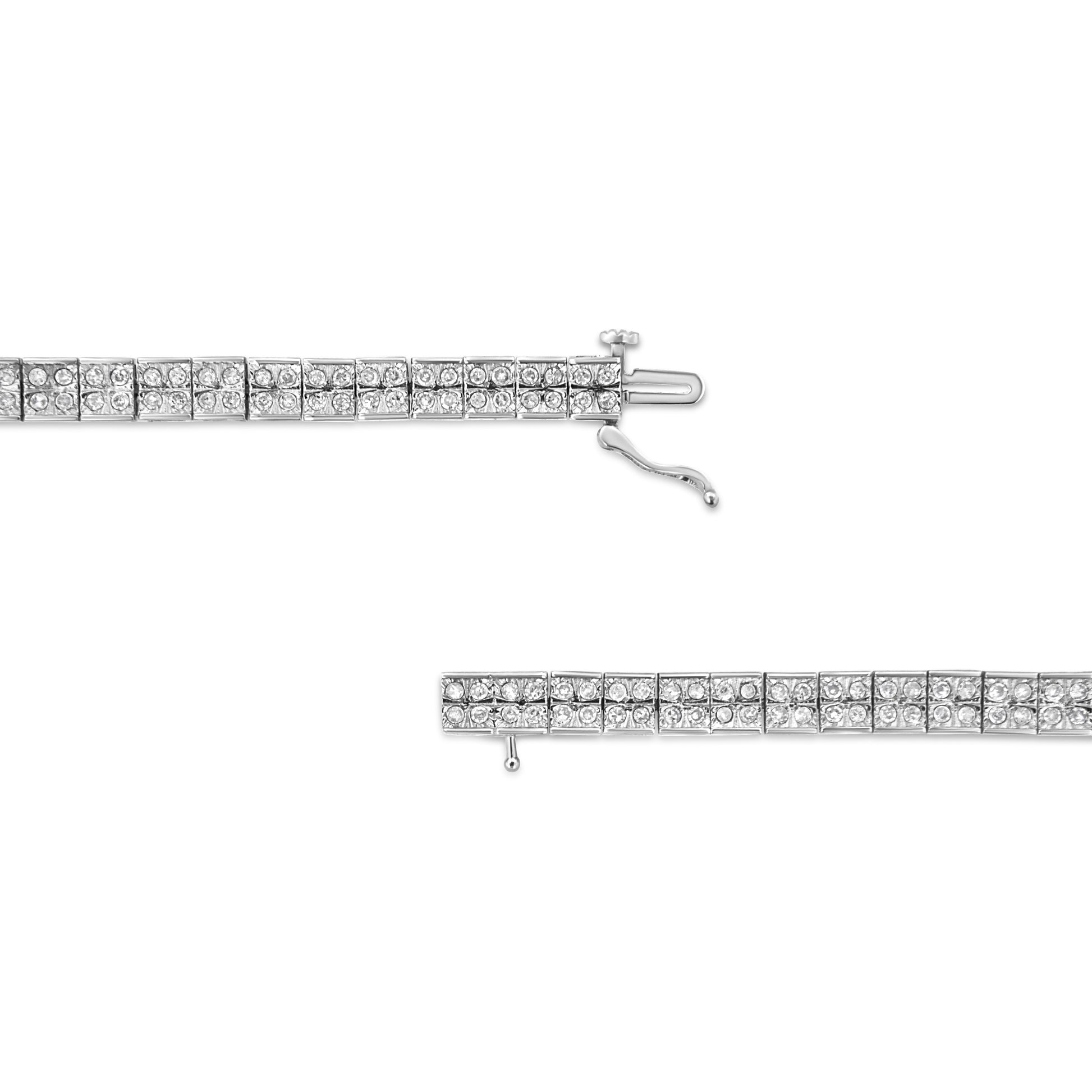 .925 Sterling Silver 2 Cttw Prong Set Round-Cut Diamond 4 Stone Box Link Bracelet (I-J Color, I3 Clarity) - 7.25" Bids.com