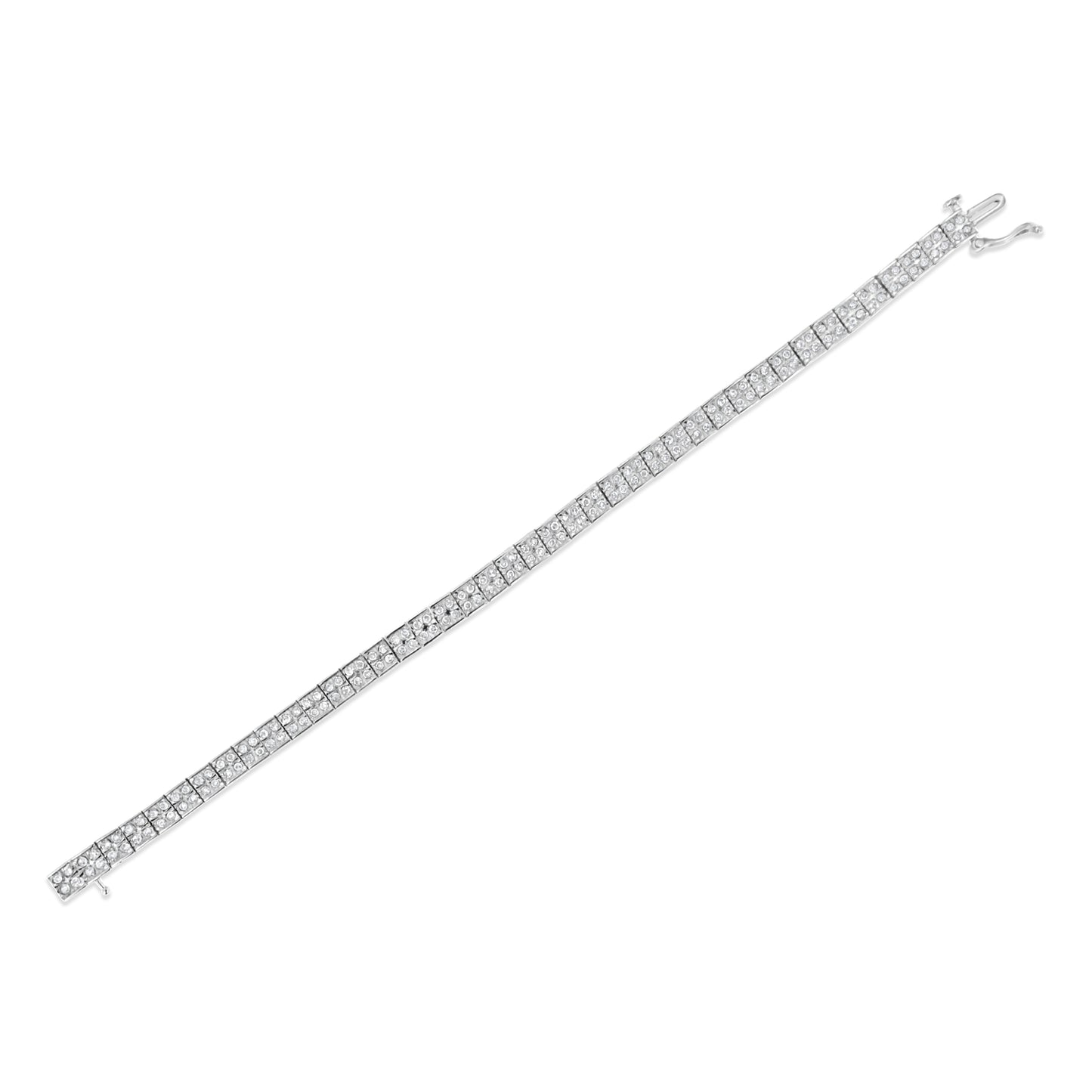 .925 Sterling Silver 2 Cttw Prong Set Round-Cut Diamond 4 Stone Box Link Bracelet (I-J Color, I3 Clarity) - 7.25" Bids.com