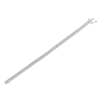 .925 Sterling Silver 2 Cttw Prong Set Round-Cut Diamond 4 Stone Box Link Bracelet (I-J Color, I3 Clarity) - 7.25" Bids.com