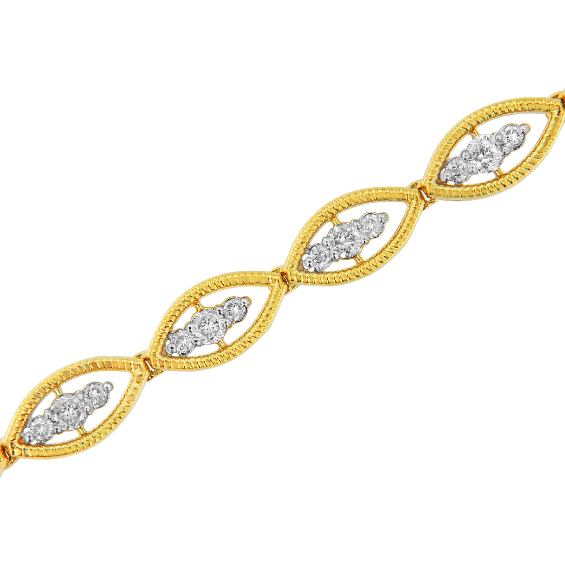10K Yellow Gold Plated .925 Sterling Silver 1 cttw Prong Set Round-Cut Diamond Link Bracelet (J-K Color, I1-I2 Clarity) - 7.25" Bids.com