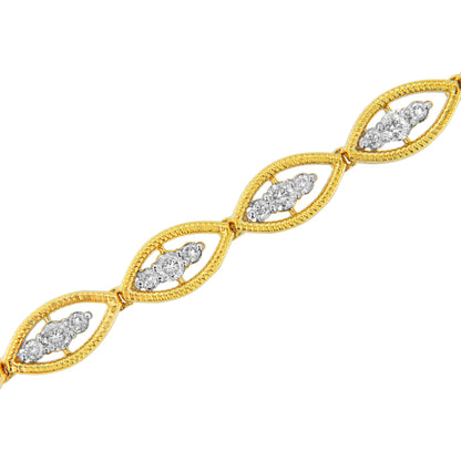 10K Yellow Gold Plated .925 Sterling Silver 1 cttw Prong Set Round-Cut Diamond Link Bracelet (J-K Color, I1-I2 Clarity) - 7.25" Bids.com