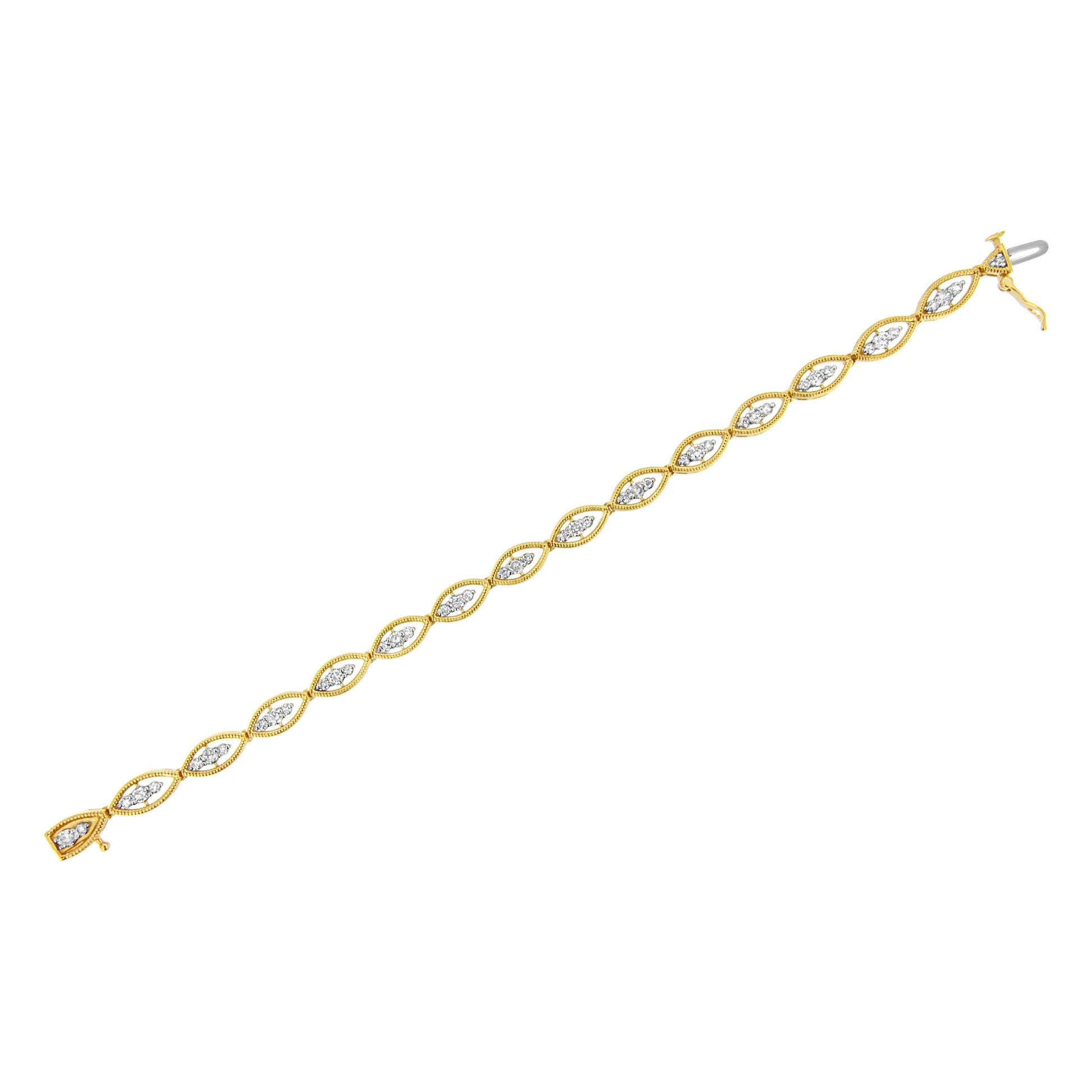 10K Yellow Gold Plated .925 Sterling Silver 1 cttw Prong Set Round-Cut Diamond Link Bracelet (J-K Color, I1-I2 Clarity) - 7.25" Bids.com