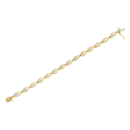 10K Yellow Gold Plated .925 Sterling Silver 1 cttw Prong Set Round-Cut Diamond Link Bracelet (J-K Color, I1-I2 Clarity) - 7.25" Bids.com