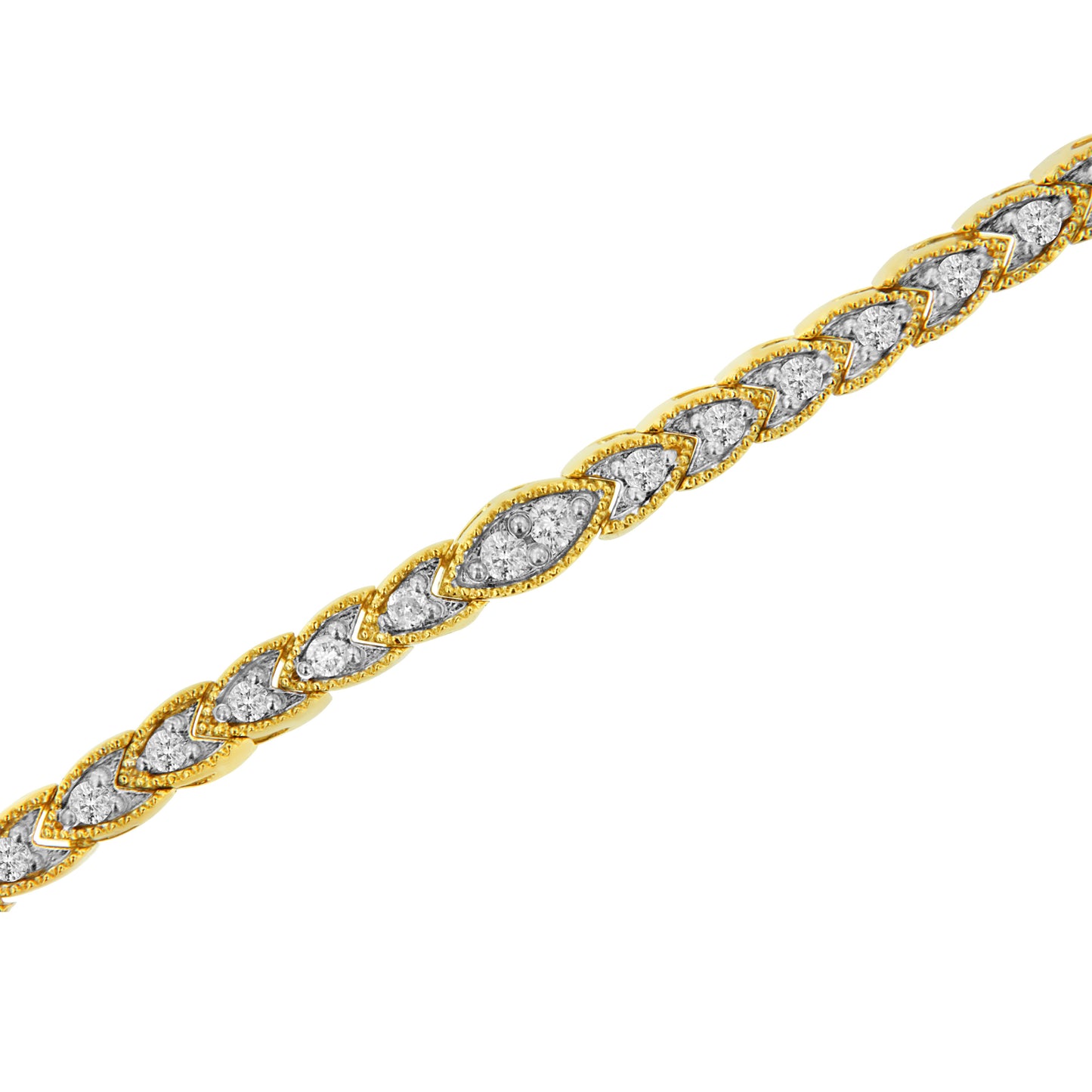 10K Yellow Gold Plated .925 Sterling Silver 1 cttw Prong-Set Diamond Pear Shape Link Bracelet (I-J Color, I1-I2 Clarity) - 7.25" Bids.com