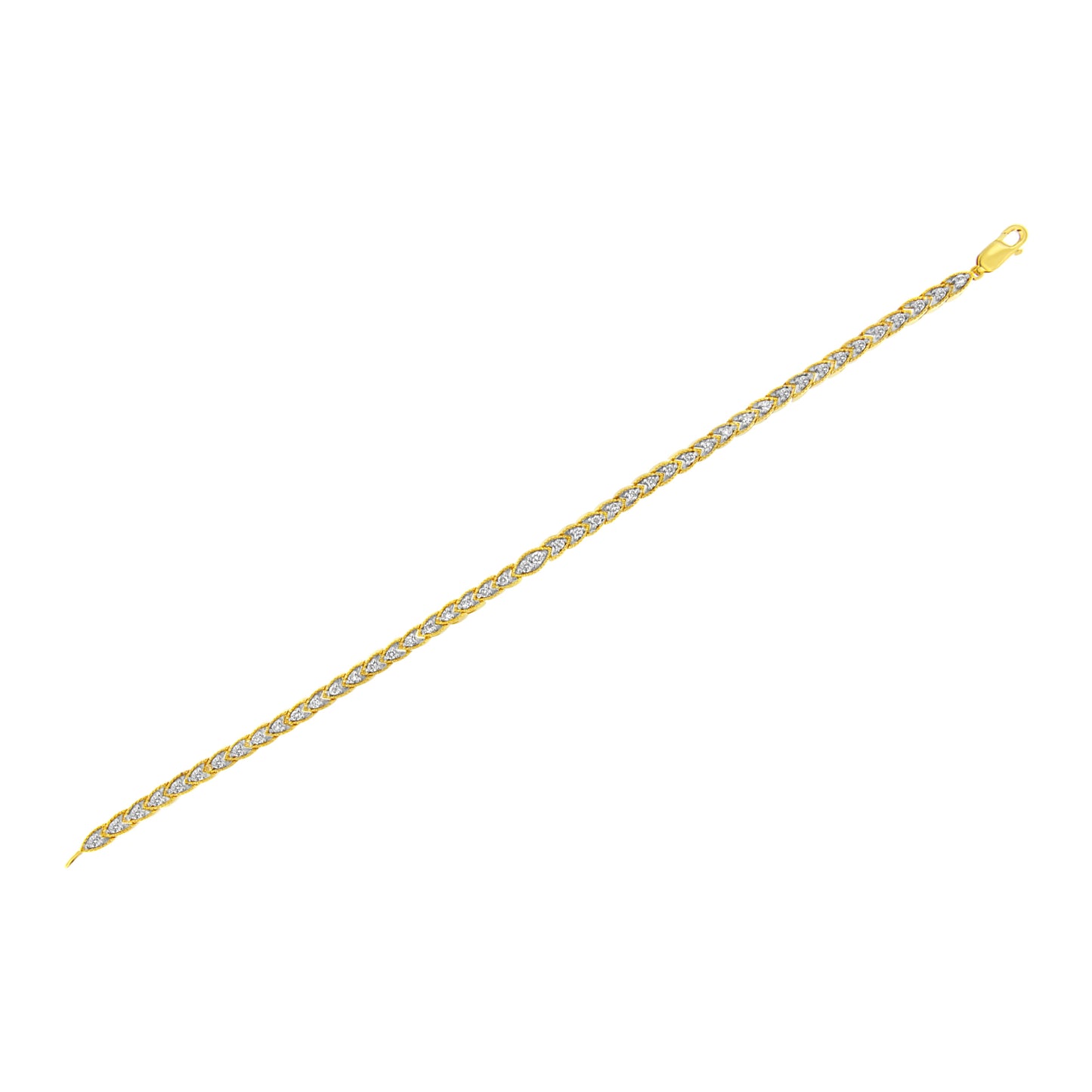 10K Yellow Gold Plated .925 Sterling Silver 1 cttw Prong-Set Diamond Pear Shape Link Bracelet (I-J Color, I1-I2 Clarity) - 7.25" Bids.com