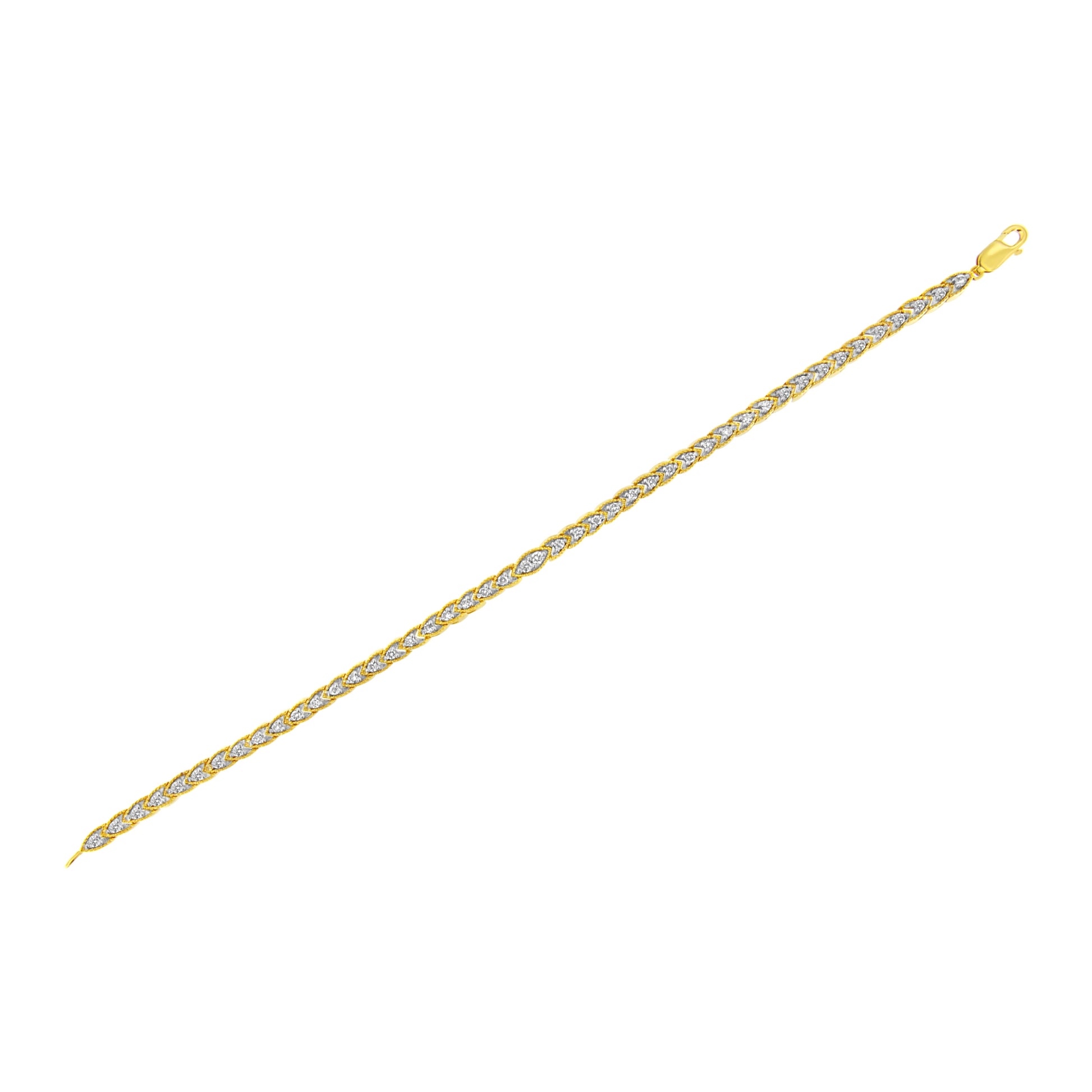 10K Yellow Gold Plated .925 Sterling Silver 1 cttw Prong-Set Diamond Pear Shape Link Bracelet (I-J Color, I1-I2 Clarity) - 7.25" Bids.com