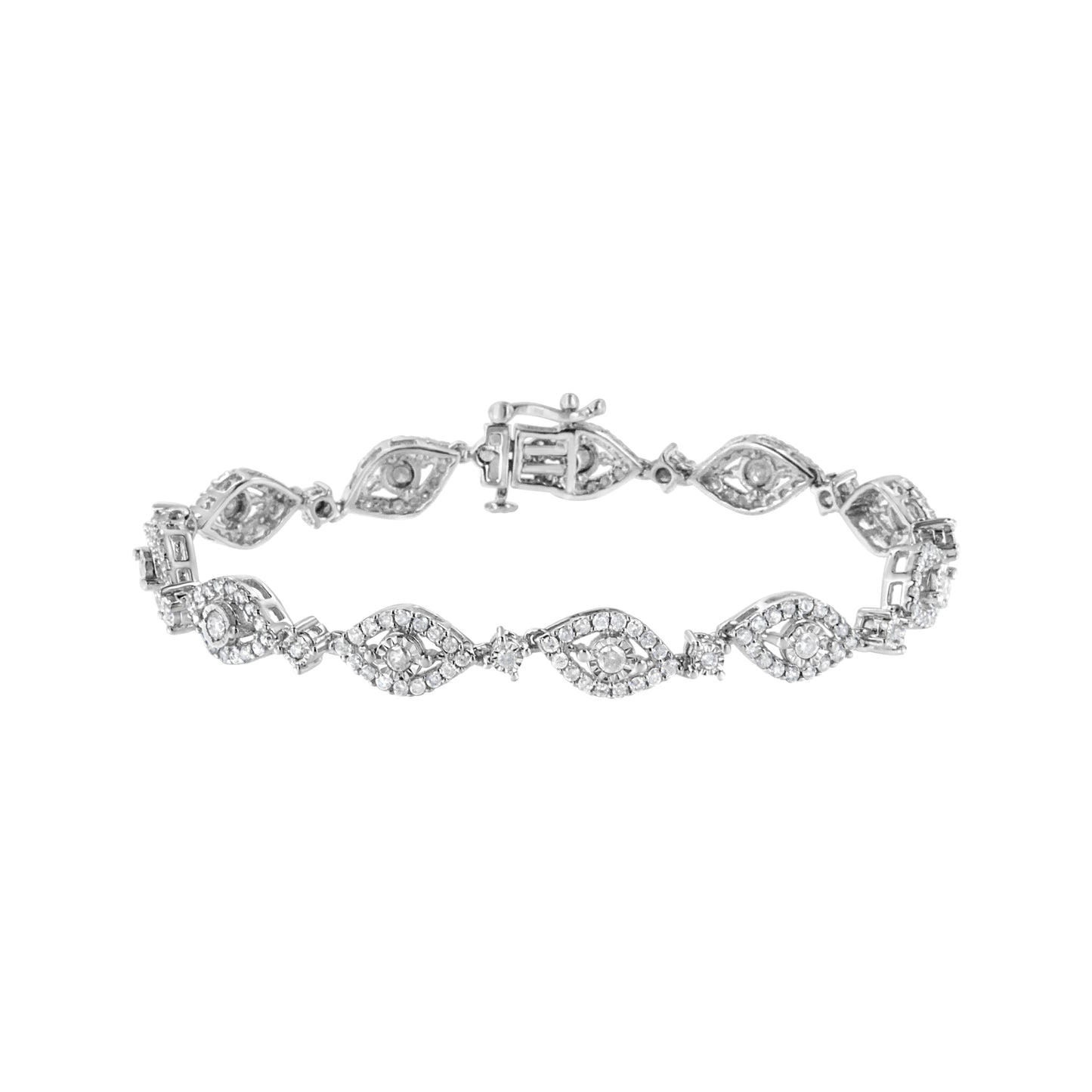 .925 Sterling Silver 2 1/2 Cttw Diamond Pear Shaped and Bezel Link Bracelet (I-J Color, I2-I3 Clarity) - 7.5 " Bids.com