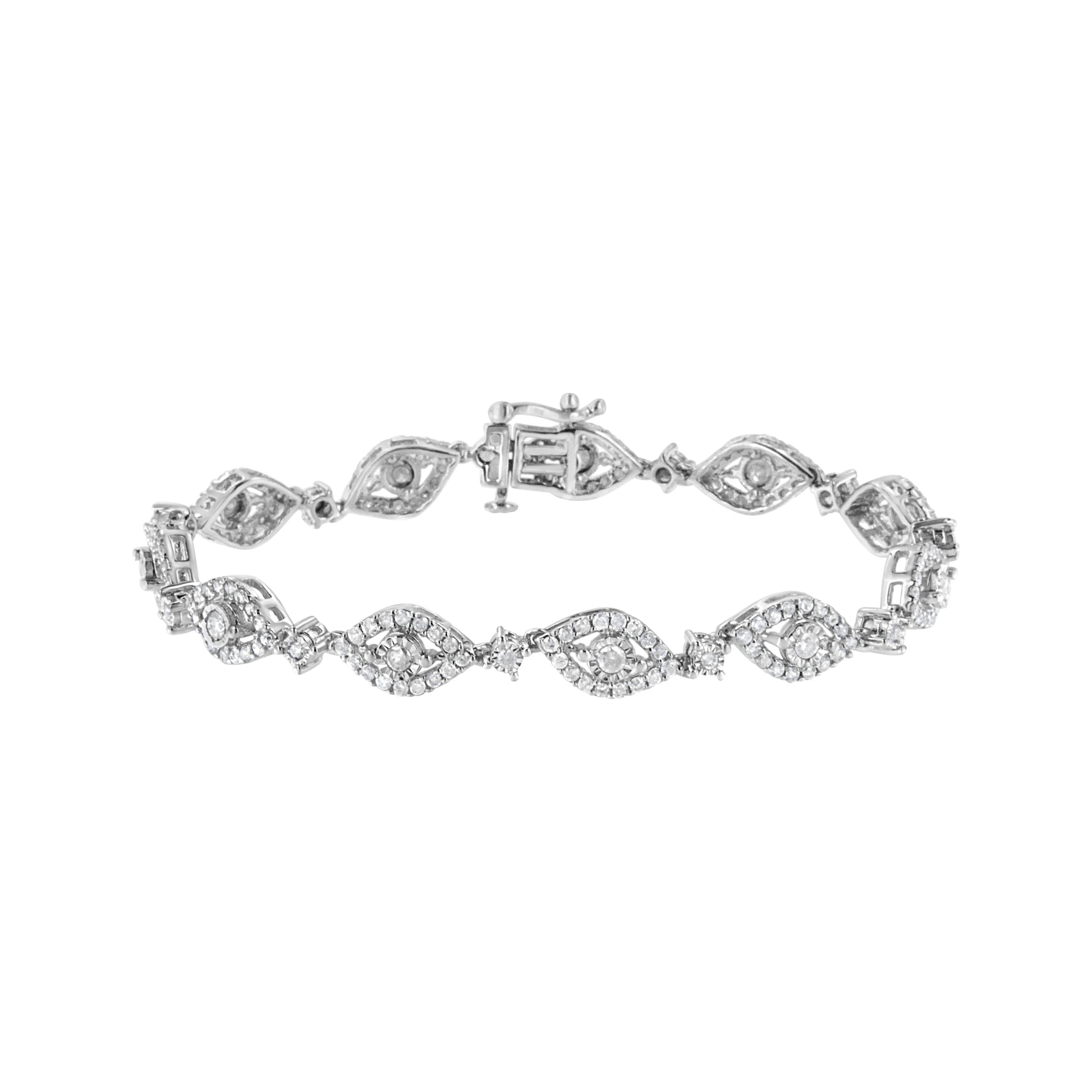 .925 Sterling Silver 2 1/2 Cttw Diamond Pear Shaped and Bezel Link Bracelet (I-J Color, I2-I3 Clarity) - 7.5 " Bids.com