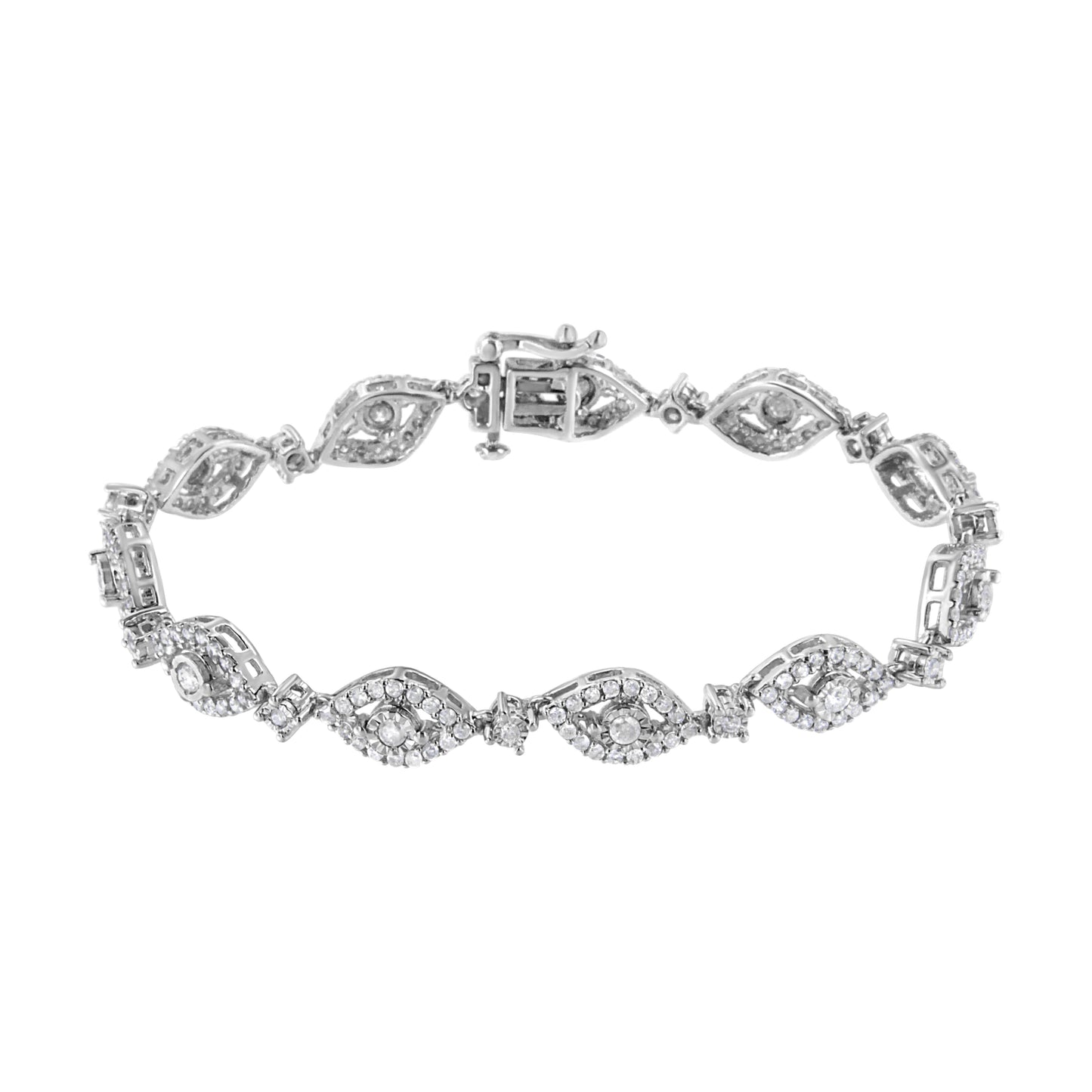 .925 Sterling Silver 2 1/2 Cttw Diamond Pear Shaped and Bezel Link Bracelet (I-J Color, I2-I3 Clarity) - 7.5 " Bids.com