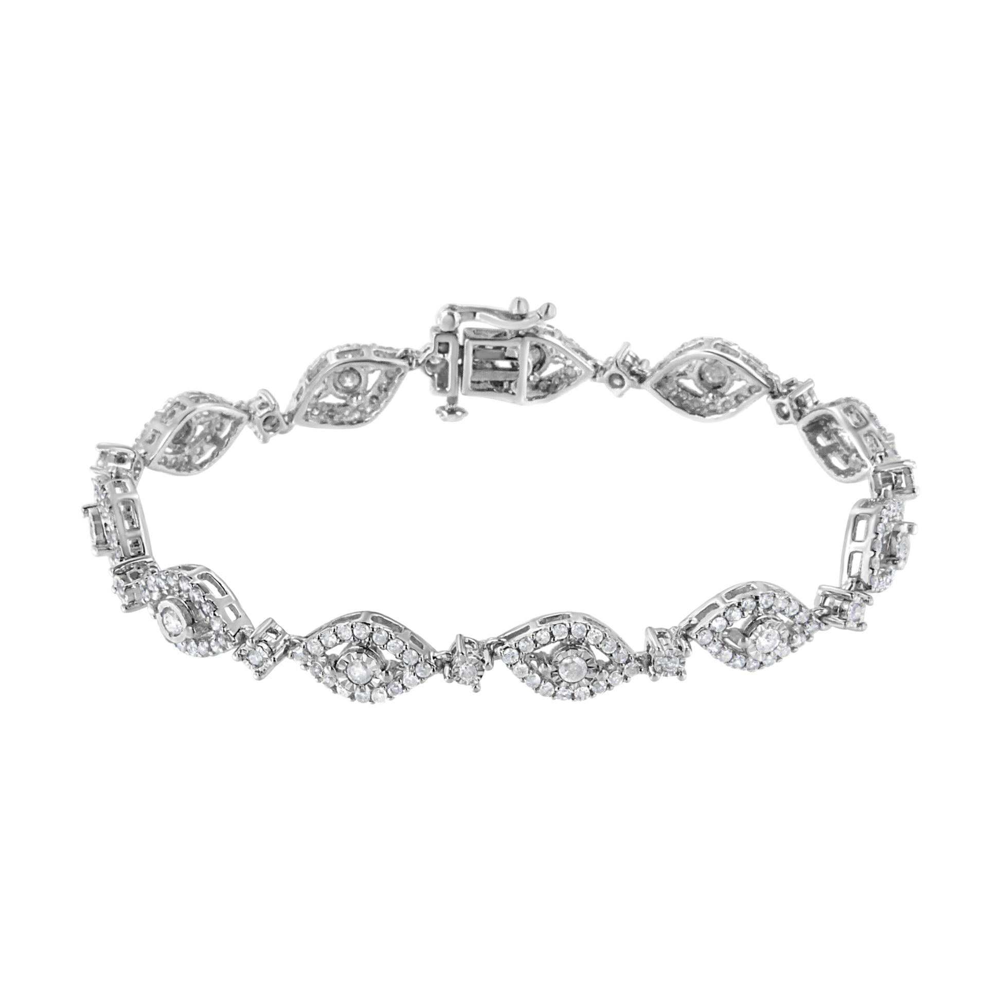 .925 Sterling Silver 2 1/2 Cttw Diamond Pear Shaped and Bezel Link Bracelet (I-J Color, I2-I3 Clarity) - 7.5 " Bids.com