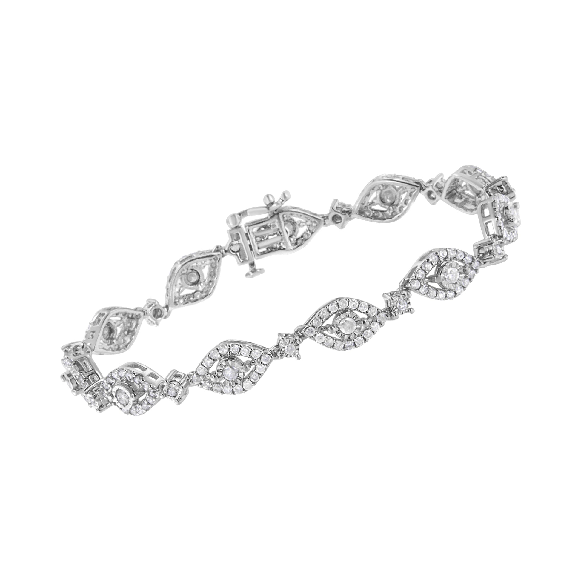 .925 Sterling Silver 2 1/2 Cttw Diamond Pear Shaped and Bezel Link Bracelet (I-J Color, I2-I3 Clarity) - 7.5 " Bids.com