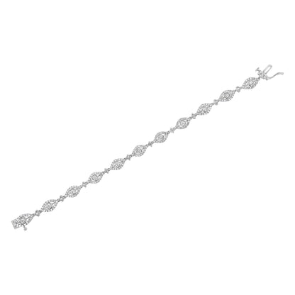 .925 Sterling Silver 2 1/2 Cttw Diamond Pear Shaped and Bezel Link Bracelet (I-J Color, I2-I3 Clarity) - 7.5 " Bids.com