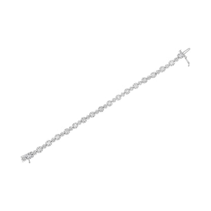 10K White Gold 4.0 cttw Brilliant Round-cut and Baguette Diamond Floral Cluster Link Bracelet (I-J Clarity, I1-I2 Color) - Size 7" Bids.com