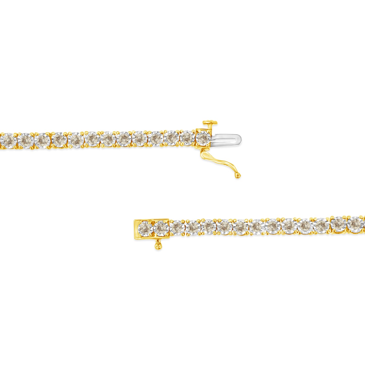 14K Yellow Gold Plated .925 Sterling Silver 3.0 Cttw Miracle-Set Diamond Tennis Bracelet (L-M Color, I2-I3 Clarity) - 7.25" Bids.com