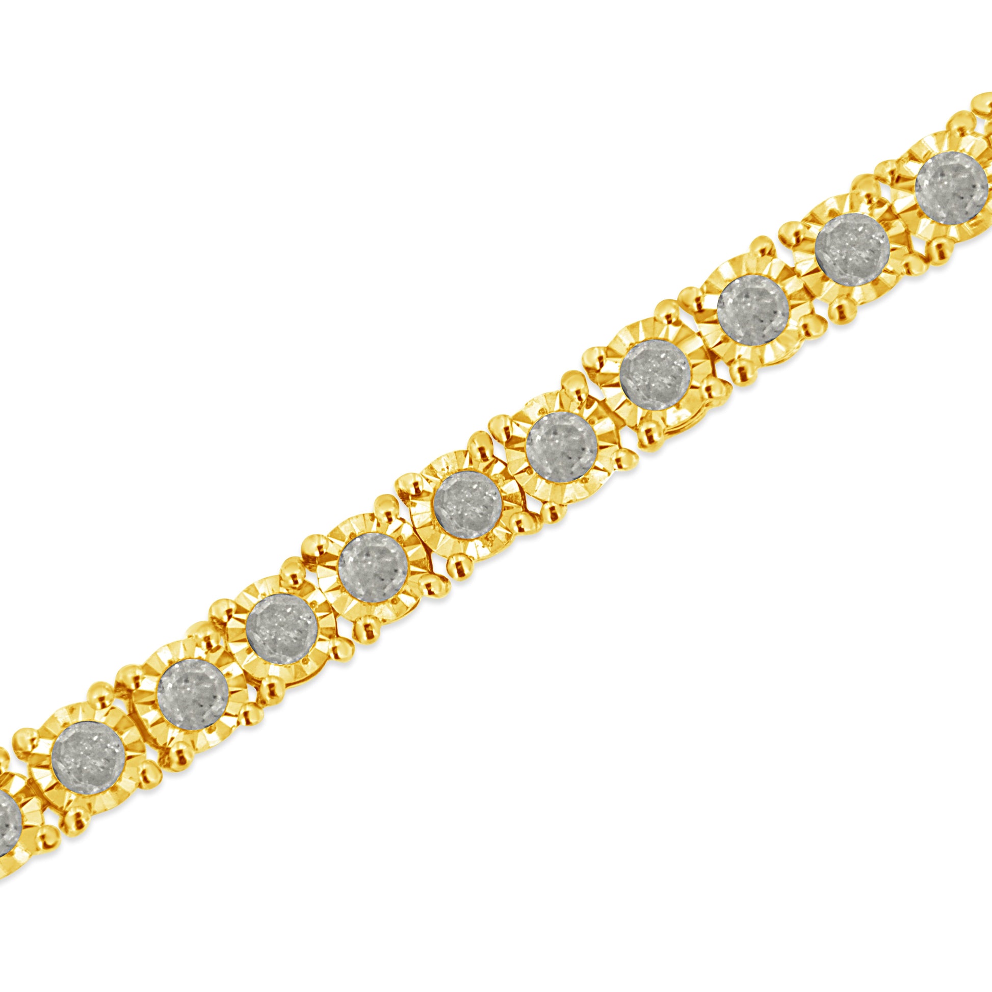 14K Yellow Gold Plated .925 Sterling Silver 3.0 Cttw Miracle-Set Diamond Tennis Bracelet (L-M Color, I2-I3 Clarity) - 7.25" Bids.com