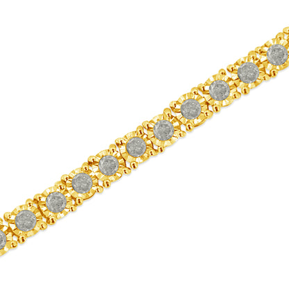 14K Yellow Gold Plated .925 Sterling Silver 3.0 Cttw Miracle-Set Diamond Tennis Bracelet (L-M Color, I2-I3 Clarity) - 7.25" Bids.com