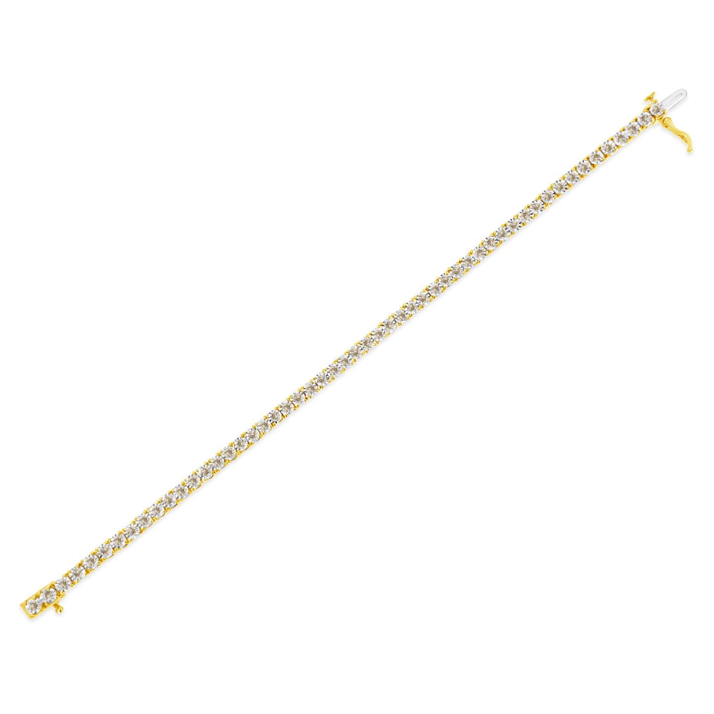 14K Yellow Gold Plated .925 Sterling Silver 3.0 Cttw Miracle-Set Diamond Tennis Bracelet (L-M Color, I2-I3 Clarity) - 7.25" Bids.com