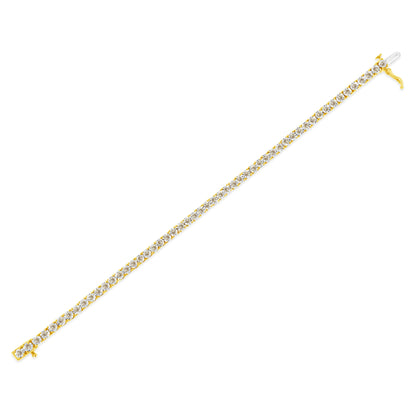14K Yellow Gold Plated .925 Sterling Silver 3.0 Cttw Miracle-Set Diamond Tennis Bracelet (L-M Color, I2-I3 Clarity) - 7.25" Bids.com