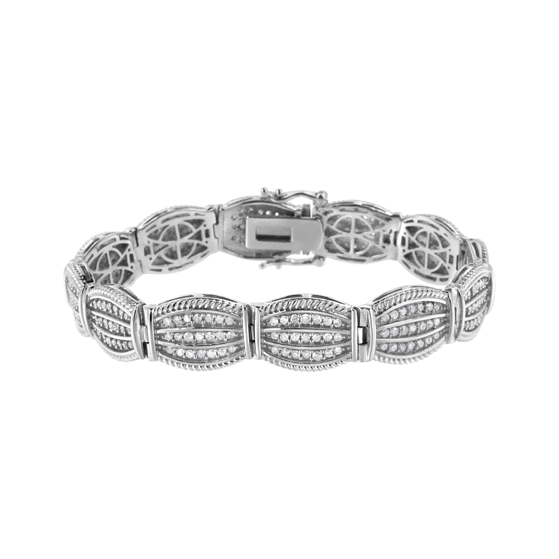 .925 Sterling Silver 3.0 Cttw Prong Set Diamond Art Deco Style Tennis Bracelet (I-J Color, I2-I3 Clarity) - 7.25" Bids.com