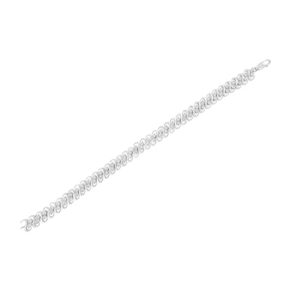 .925 Sterling Silver 1/4 cttw Round-Cut Diamond Double Row Wrapped S-Link Bracelet (I-J Color, I2-I3 Clarity) - Size 7.25" Bids.com