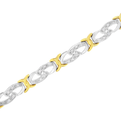 10k Yellow Gold Plated Sterling Silver 1/4 cttw Diamond Infinity and X Link Bracelet (I-J Clarity, I2-I3 Color) - Size 7.25" Bids.com