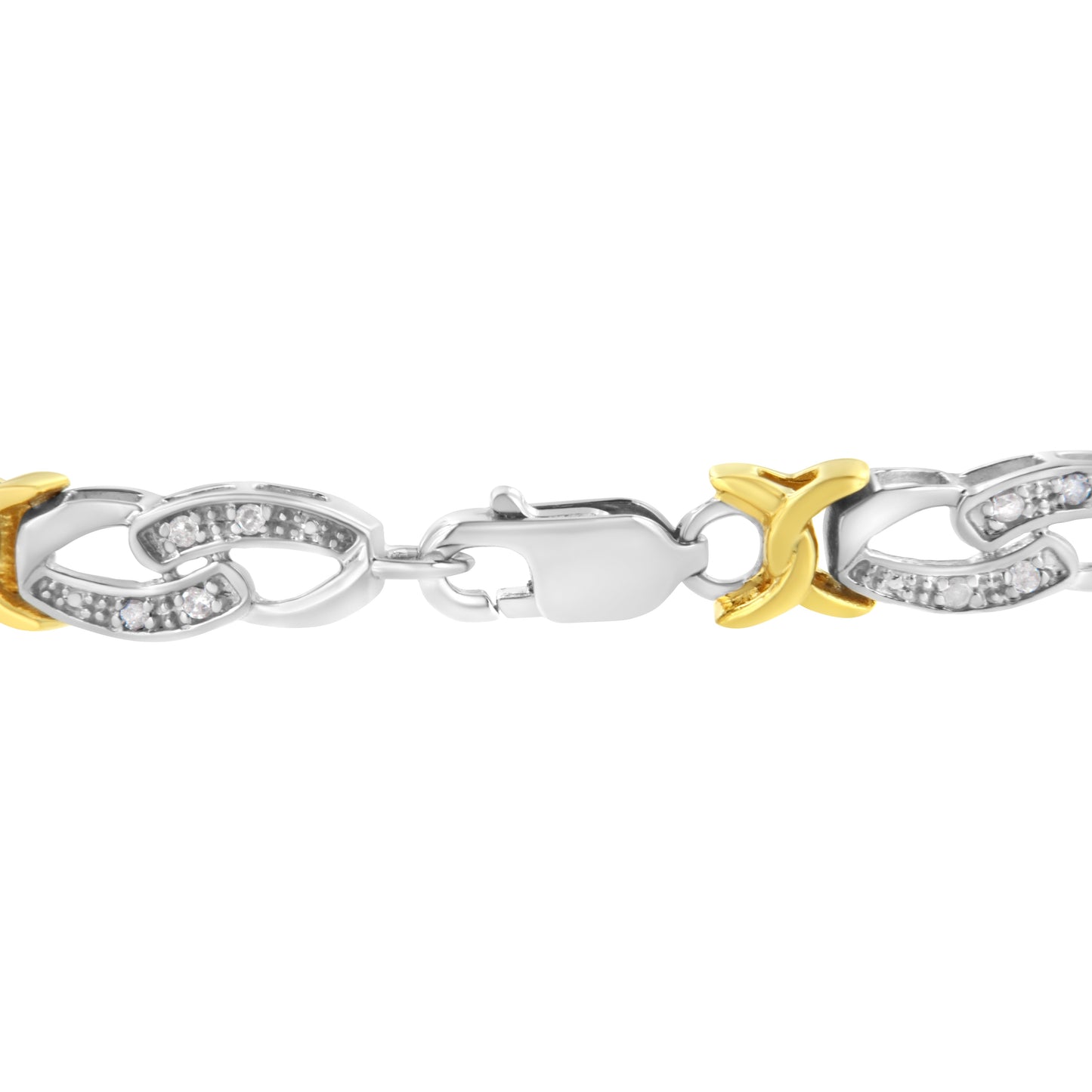 10k Yellow Gold Plated Sterling Silver 1/4 cttw Diamond Infinity and X Link Bracelet (I-J Clarity, I2-I3 Color) - Size 7.25" Bids.com