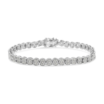 .925 Sterling Silver 2.0 Cttw Diamond Cluster Link Bracelet (I-J Color, I2-I3 Clarity) - Size 7.25" Bids.com