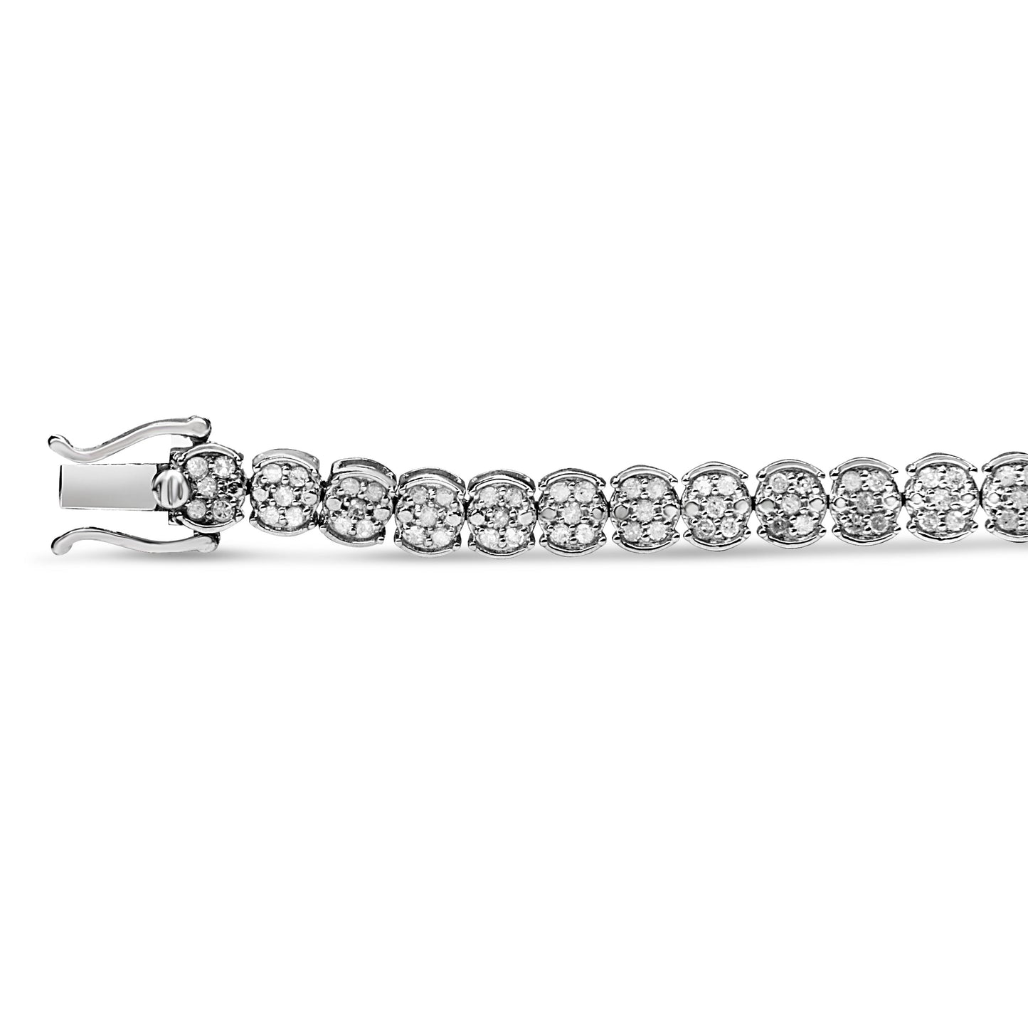 .925 Sterling Silver 2.0 Cttw Diamond Cluster Link Bracelet (I-J Color, I2-I3 Clarity) - Size 7.25" Bids.com