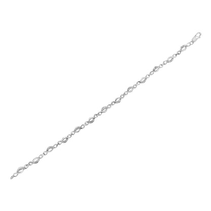 .925 Sterling Silver Prong Set Diamond Accent Curved Spiral Link Bracelet (I-J Color, I3 Clarity) - 7.25" Bids.com