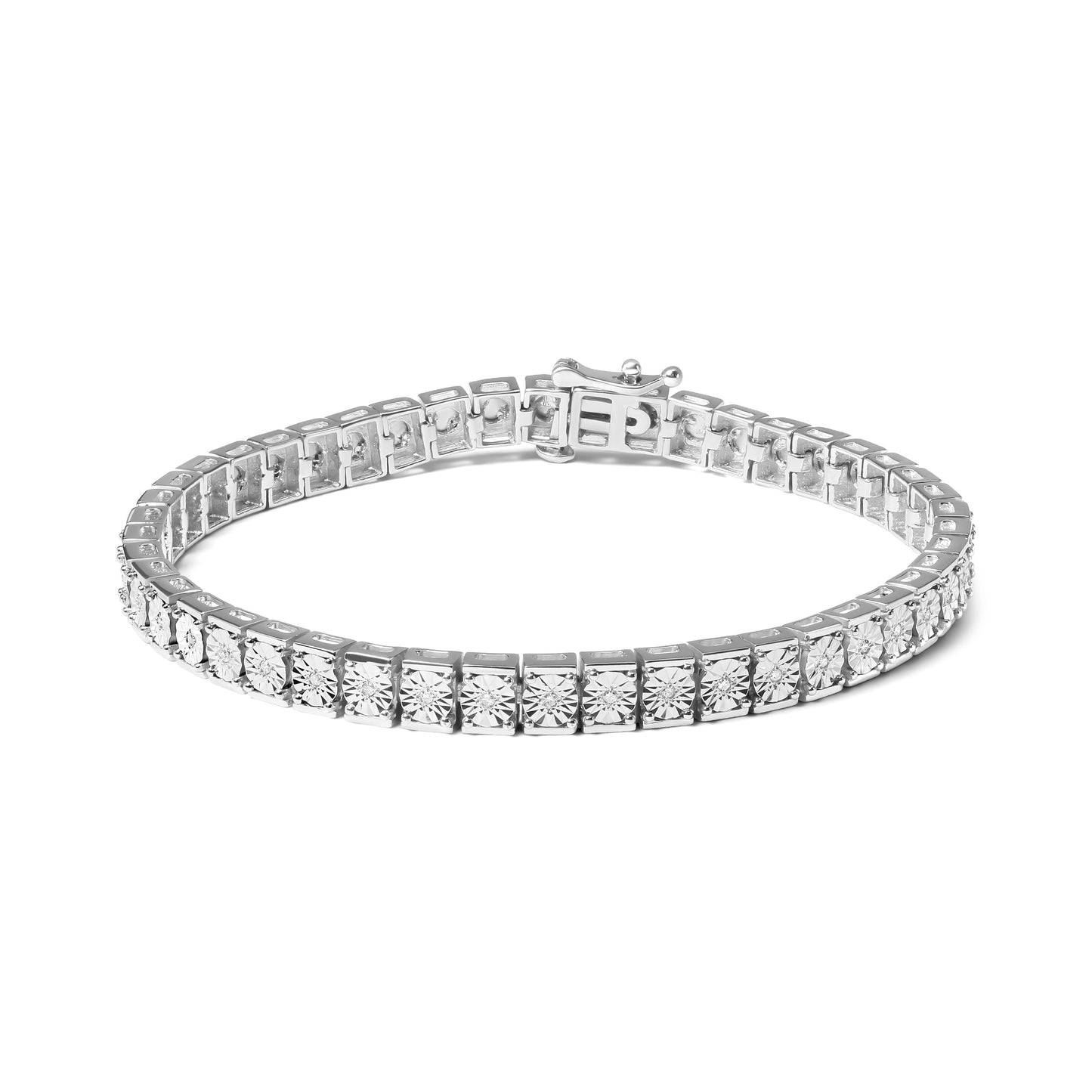 .925 Sterling Silver 1/10 Cttw Diamond 7.25" Link Bracelet (I-J Color, I2-I3 Clarity) Bids.com