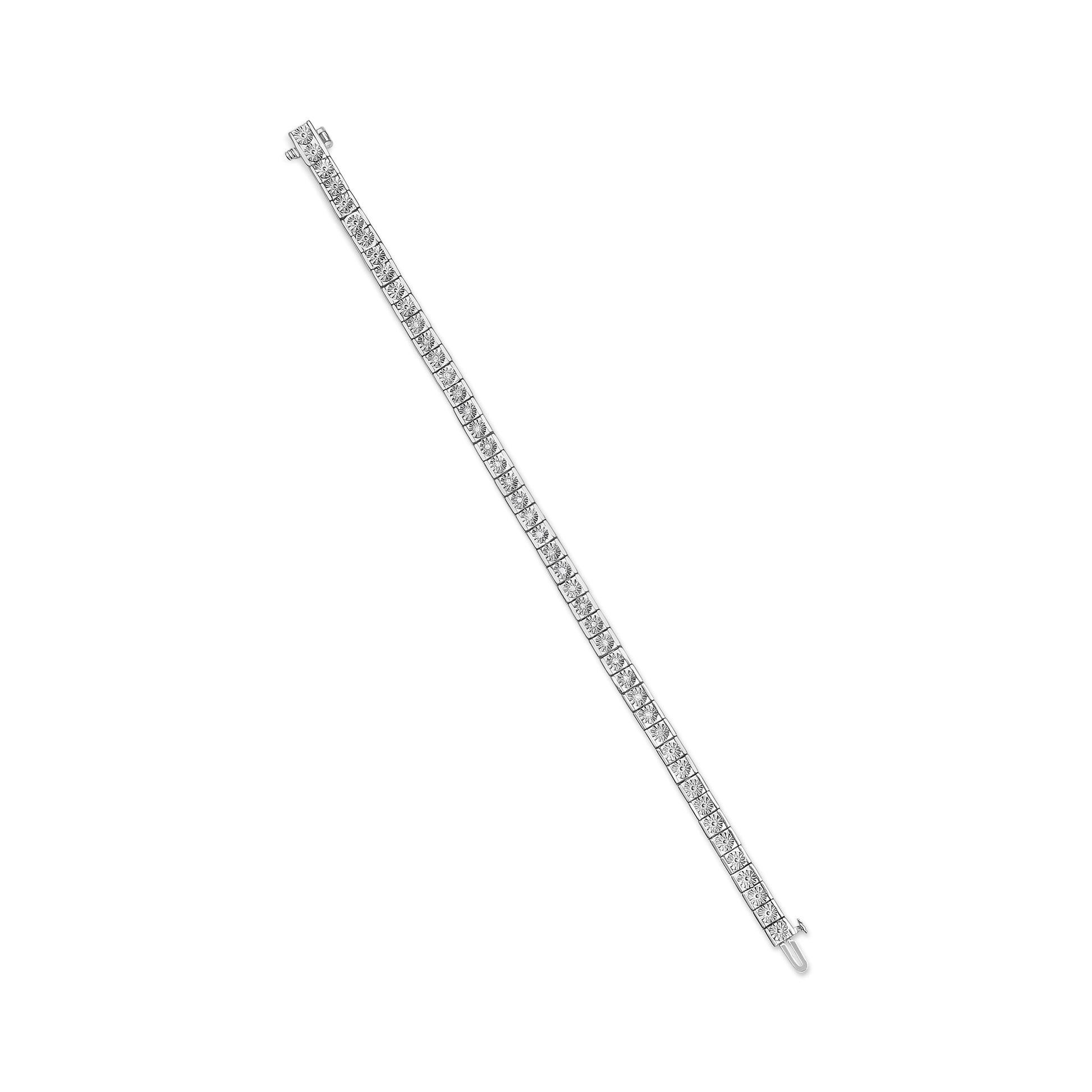 .925 Sterling Silver 1/4 Cttw Miracle Set Diamond and Bead Link 7.25" Tennis Bracelet (I-J Color, I2-I3 Clarity) Bids.com