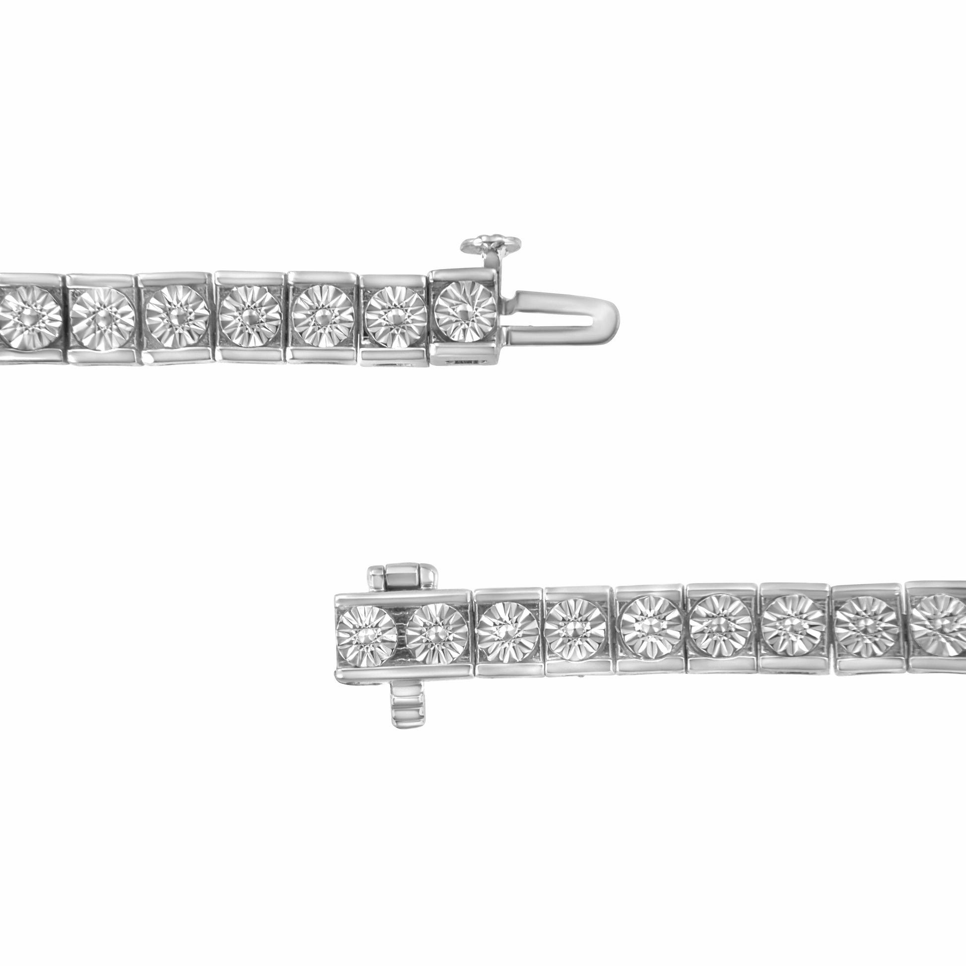 .925 Sterling Silver Miracle Set Diamond Accent Classic Tennis Bracelet (I-J Color, I2-I3 Clarity) - 7.25" Bids.com